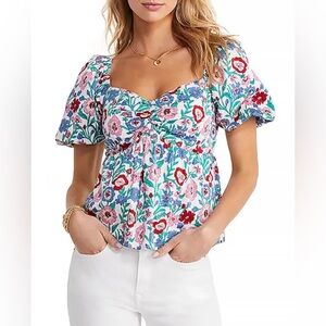 NWT: Vineyard Vines: Multi Floral Puff Sleeve Top